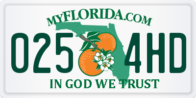 FL license plate 0254HD