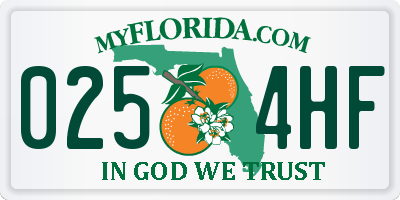 FL license plate 0254HF