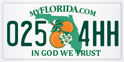 FL license plate 0254HH