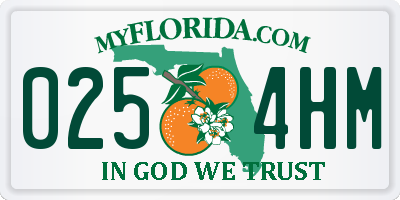 FL license plate 0254HM
