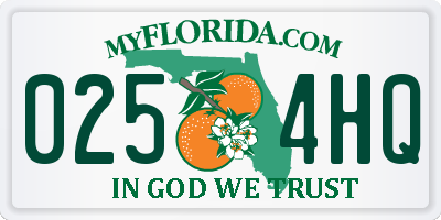 FL license plate 0254HQ