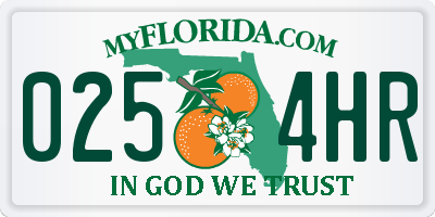 FL license plate 0254HR