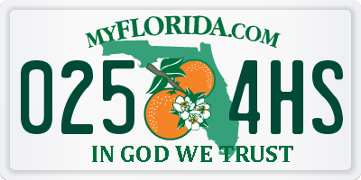 FL license plate 0254HS