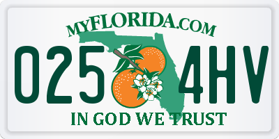 FL license plate 0254HV