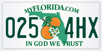 FL license plate 0254HX