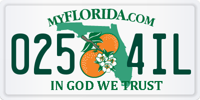 FL license plate 0254IL