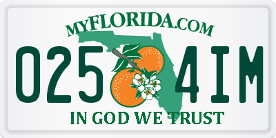 FL license plate 0254IM