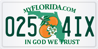 FL license plate 0254IX