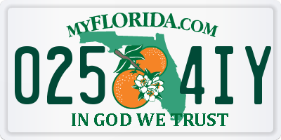 FL license plate 0254IY