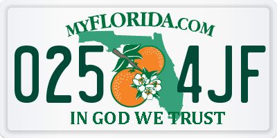 FL license plate 0254JF