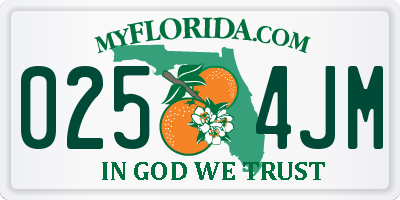 FL license plate 0254JM