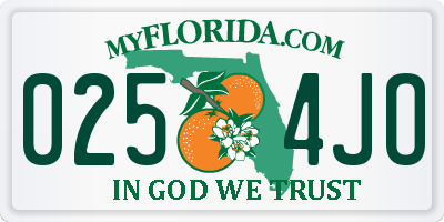 FL license plate 0254JO