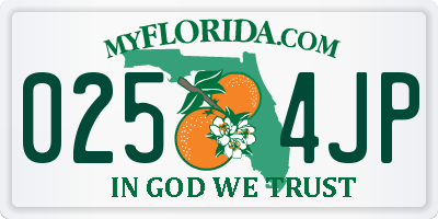 FL license plate 0254JP