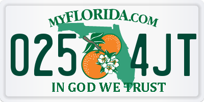 FL license plate 0254JT