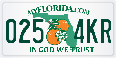 FL license plate 0254KR