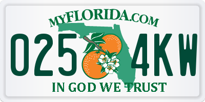 FL license plate 0254KW