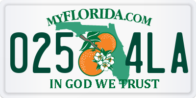 FL license plate 0254LA