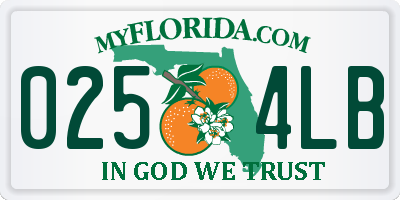 FL license plate 0254LB