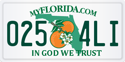 FL license plate 0254LI