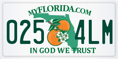 FL license plate 0254LM