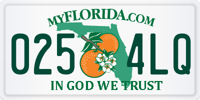 FL license plate 0254LQ
