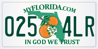 FL license plate 0254LR