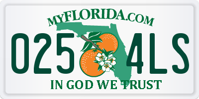 FL license plate 0254LS