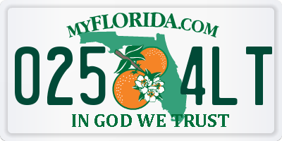 FL license plate 0254LT
