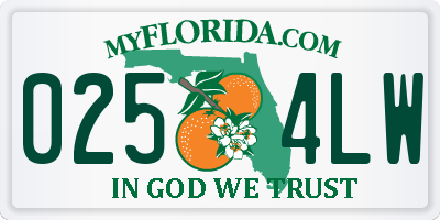 FL license plate 0254LW
