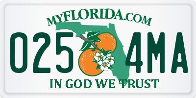 FL license plate 0254MA