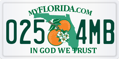 FL license plate 0254MB