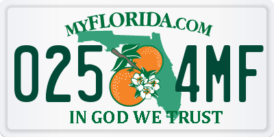 FL license plate 0254MF
