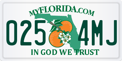 FL license plate 0254MJ
