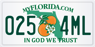 FL license plate 0254ML