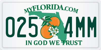 FL license plate 0254MM
