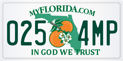 FL license plate 0254MP