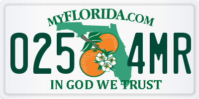 FL license plate 0254MR