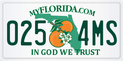 FL license plate 0254MS