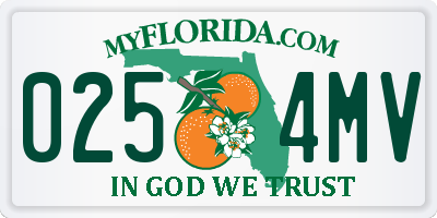 FL license plate 0254MV