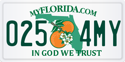 FL license plate 0254MY