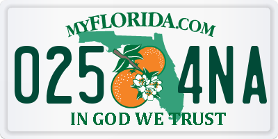 FL license plate 0254NA