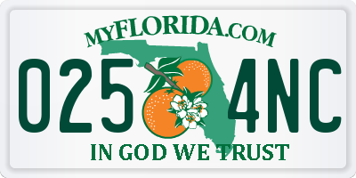 FL license plate 0254NC