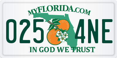 FL license plate 0254NE
