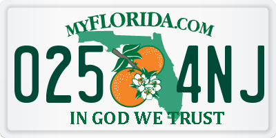 FL license plate 0254NJ