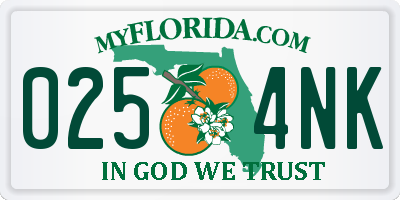 FL license plate 0254NK