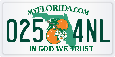 FL license plate 0254NL