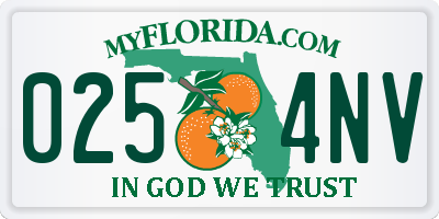 FL license plate 0254NV