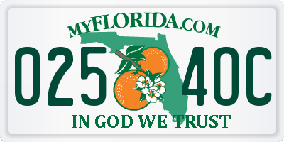 FL license plate 0254OC