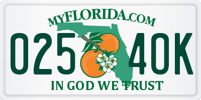 FL license plate 0254OK