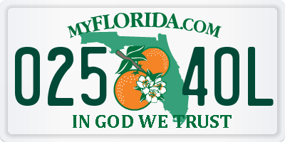 FL license plate 0254OL